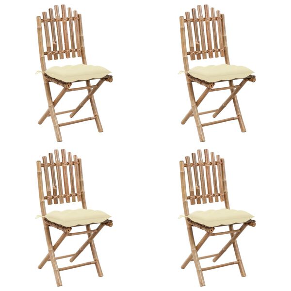 vidaXL Ensemble &agrave; manger d'ext&eacute;rieur pliable 5pcs avec coussins Bambou