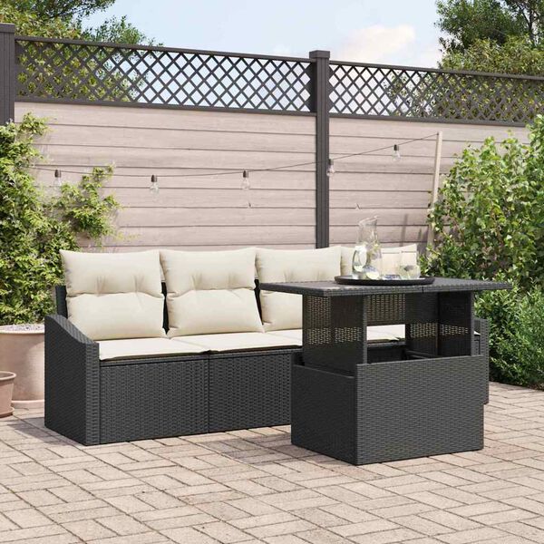 vidaXL Ensemble de canapé de jardin 5 pcs Noir Poly rotin
