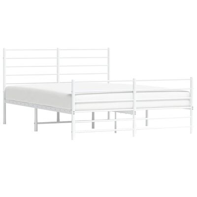 vidaXL Cadre de lit métal sans matelas et pied de lit blanc 135x190 cm