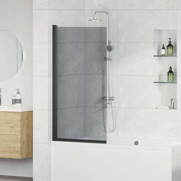 &Eacute;cran de douche de bain Noir 68 x 130 cm Verre tremp&eacute;