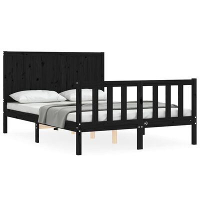 vidaXL Cadre de lit sans matelas noir 140x190 cm bois de pin massif