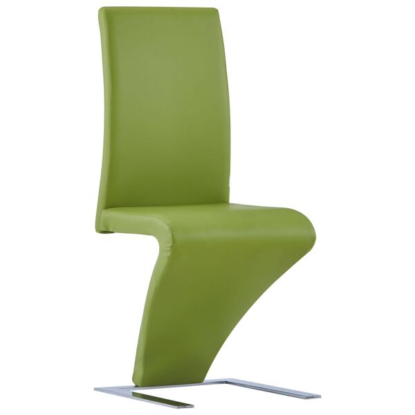vidaXL Chaises à manger avec forme de zigzag lot de 2 vert similicuir