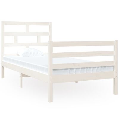 vidaXL Cadre de lit Blanc 90x190 cm Simple Bois massif