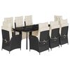 vidaXL Ensemble &agrave; manger de jardin 9pcs coussins noir r&eacute;sine tress&eacute;e