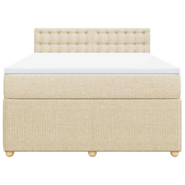 vidaXL Sommier &agrave; lattes de lit avec matelas Cr&egrave;me 140x200 cm Tissu