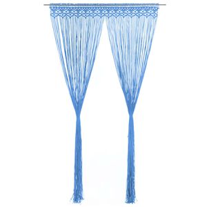 vidaXL Rideau en macram&eacute; Bleu 140x240 cm Coton