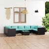 vidaXL Salon de jardin 10 pcs avec coussins R&eacute;sine tress&eacute;e Noir