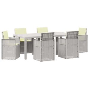 vidaXL Ensemble de salle &agrave; manger pour jardin 7 pc Blanc et cr&egrave;me PP