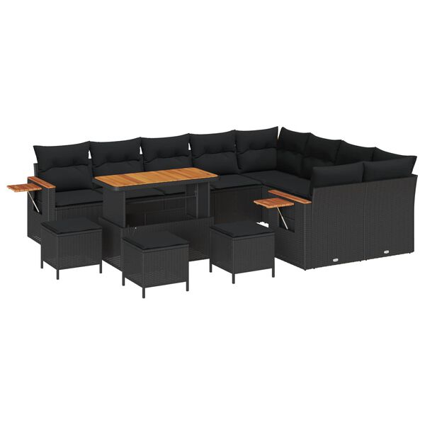 vidaXL Ensemble de canap&eacute; de jardin avec coussin Noir Poly rotin