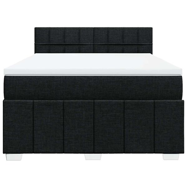 vidaXL Sommier &agrave; lattes de lit avec matelas Noir 140x200 cm Tissu