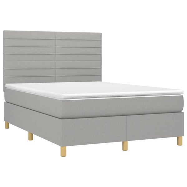 vidaXL Sommier &agrave; lattes de lit et matelas et LED Gris clair 140x190 cm