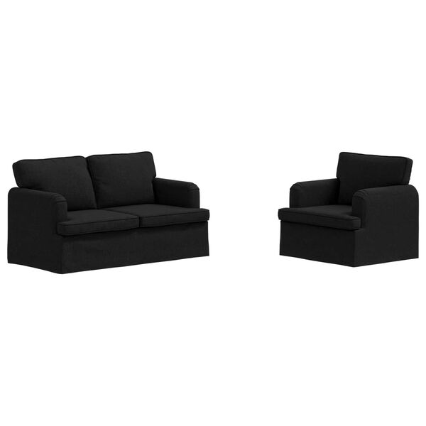 vidaXL Canap&eacute; 120cm 2 pcs Noir M&eacute;tал