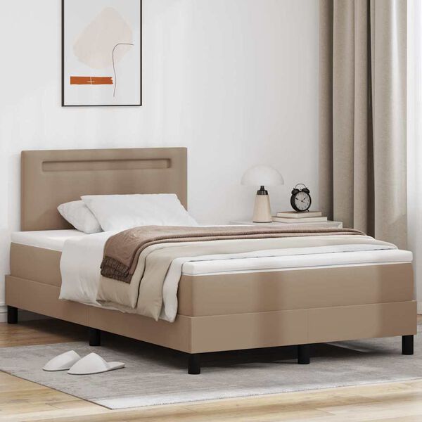 vidaXL Lit &agrave; ressorts avec matelas Cappuccino 120 x 200 cm Simili cuir