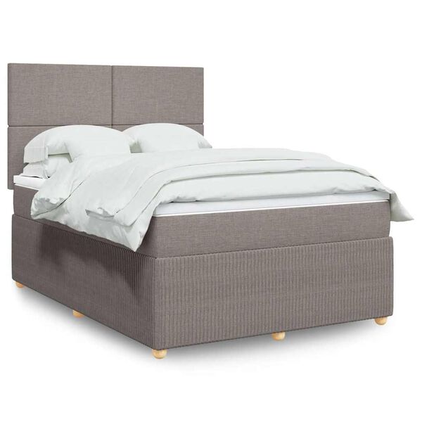vidaXL Sommier &agrave; lattes de lit avec matelas Taupe 140x190 cm Tissu