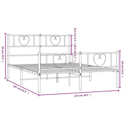 vidaXL Cadre de lit métal sans matelas avec pied de lit noir 120x200cm