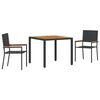 vidaXL Ensemble de salle &agrave; manger pour jardin 3 pc Noir polyrotin