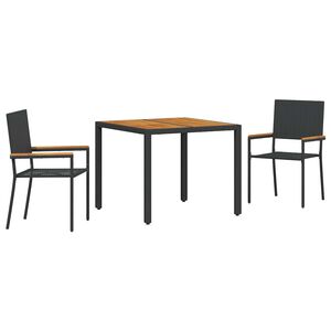 vidaXL Ensemble de salle &agrave; manger pour jardin 3 pc Noir polyrotin