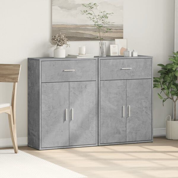 vidaXL Buffets 2 pcs gris béton 60x30x84 cm bois d'ingénierie