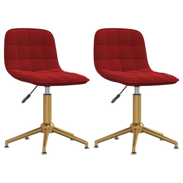 vidaXL Chaises pivotantes &agrave; manger lot de 2 Rouge bordeaux Velours