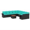 vidaXL Ensemble de canap&eacute; de jardin 11 pcs avec coussins noir r&eacute;sine tress&eacute;e