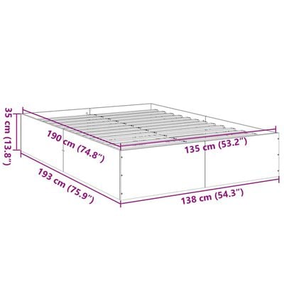 vidaXL Cadre de lit sans matelas noir 135x190 cm