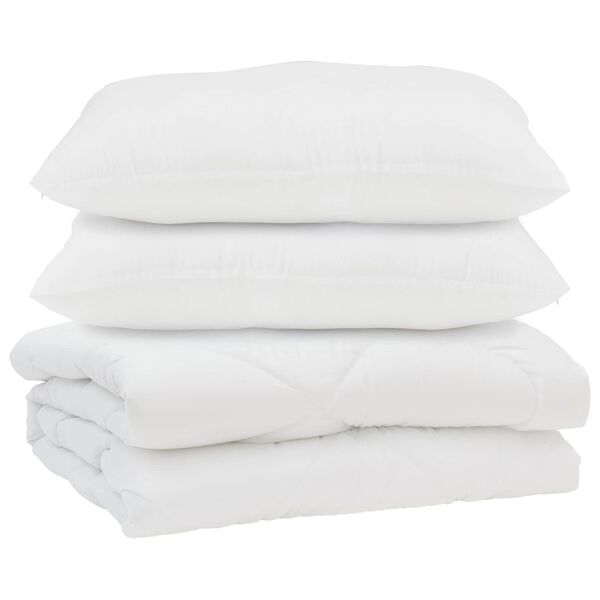vidaXL Couette avec oreiller 3 pcs Blanc Microfibre