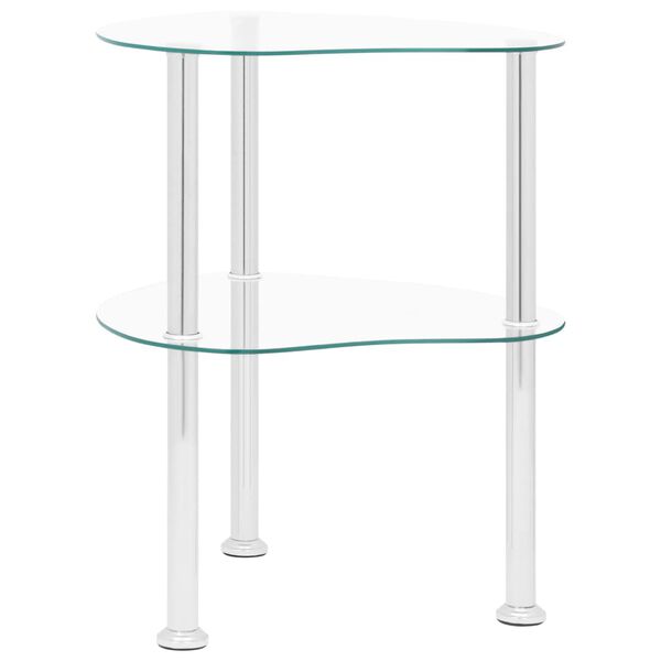 vidaXL Table d'appoint 2 niveaux Transparent 38x38x50 cm Verre trempé