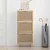 vidaXL Armoire &agrave; chaussures Blanc 52x25x115 cm Bois d'ing&eacute;nierie/rotin