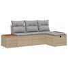 vidaXL Ensemble de canap&eacute; de jardin 4 pcs Beige Poly rotin
