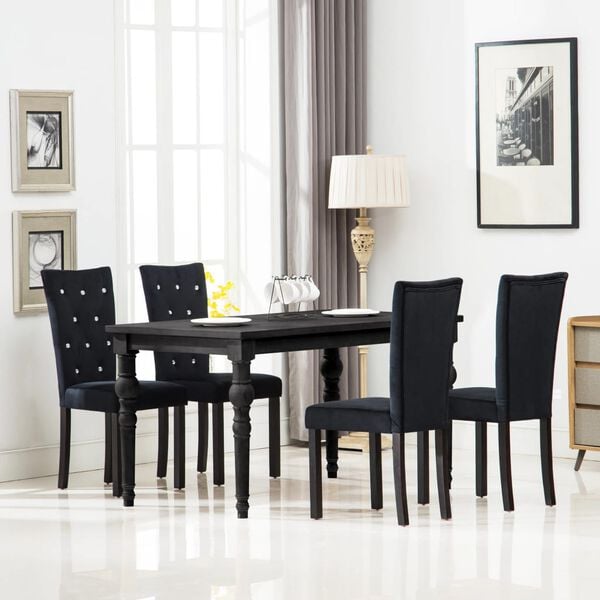 vidaXL Chaises &agrave; manger lot de 4 Noir Velours