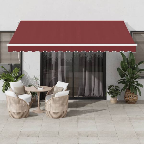 vidaXL Auvent r&eacute;tractable automatique avec LED bordeaux 400x350 cm