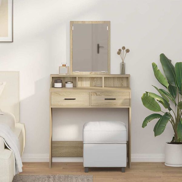 vidaXL Table de Toilette avec tiroir Ch&ecirc;ne Sonoma 79 x 41 x 140 cm