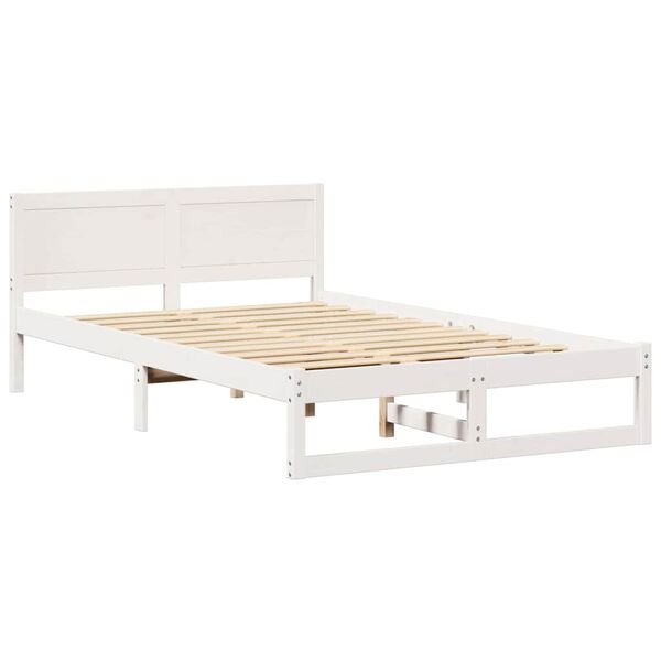 vidaXL Cadre de lit avec t&ecirc;te de lit Blanc 135 x 190 cm Pin massif