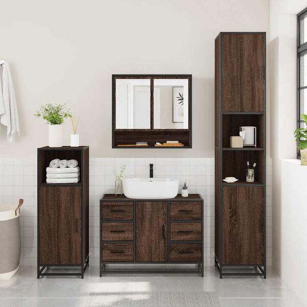vidaXL Ensemble de meubles de salle de bain 2 pcs Chêne marron
