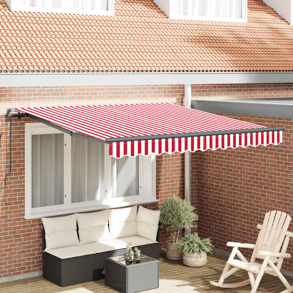 vidaXL Auvent R&eacute;tractable Rouge et Blanc 350 x 250 cm