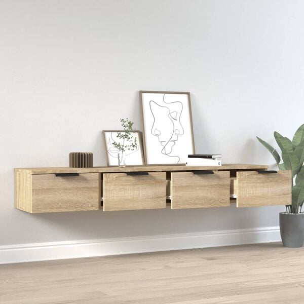 vidaXL Armoires murales 2pcs Ch&ecirc;ne sonoma 68x30x20cm Bois d'ing&eacute;nierie