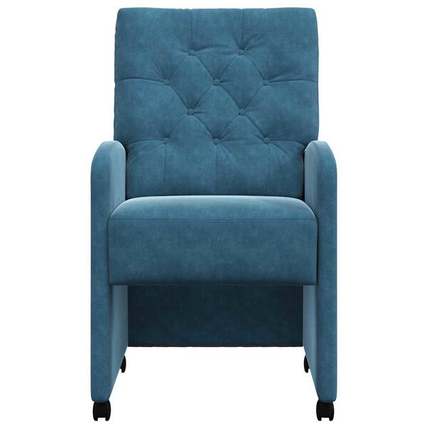 vidaXL Chaises de Salle &agrave; Manger avec Roues 2 pcs Bleu 58 x 67 x 97 cm