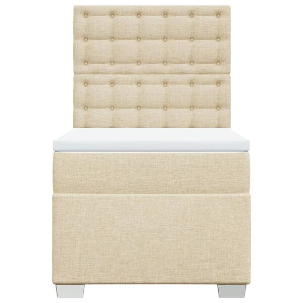 vidaXL Sommier &agrave; lattes de lit et matelas Cr&egrave;me 90x190 cm Tissu