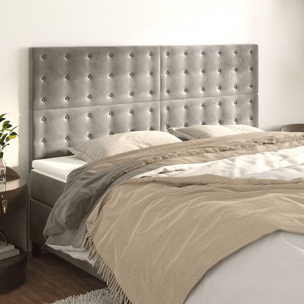 vidaXL T&ecirc;te de lit Gris clair 200x5x118/128 cm Velours