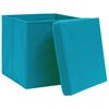 vidaXL Bo&icirc;tes de rangement et couvercles 4 pcs Bleu 32x32x32 cm Tissu