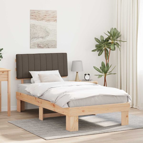 vidaXL Cadre de lit avec t&ecirc;te de lit rembourr&eacute;e Taupe 100 x 200 cm