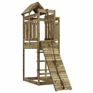 vidaXL Maisonnette de jeu avec mur d'escalade bois de pin impr&eacute;gn&eacute;