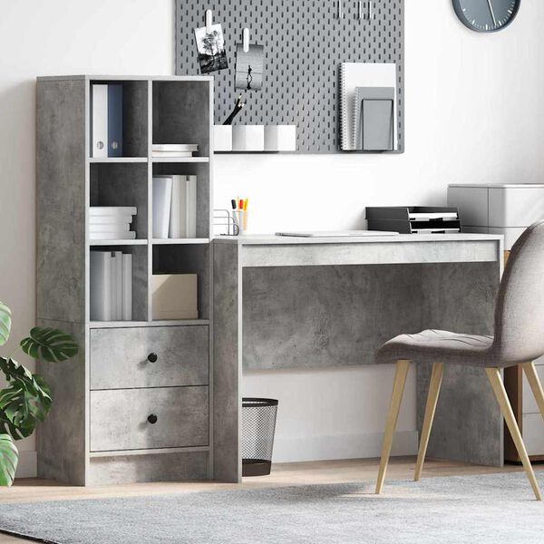 vidaXL Bureau avec tiroir 2 pcs Gris b&eacute;ton