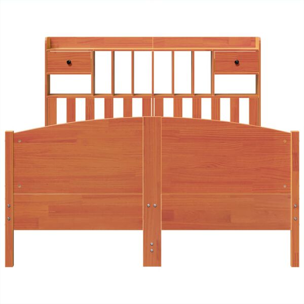 vidaXL Lit biblioth&egrave;que sans matelas cire marron 150x200 cm pin massif