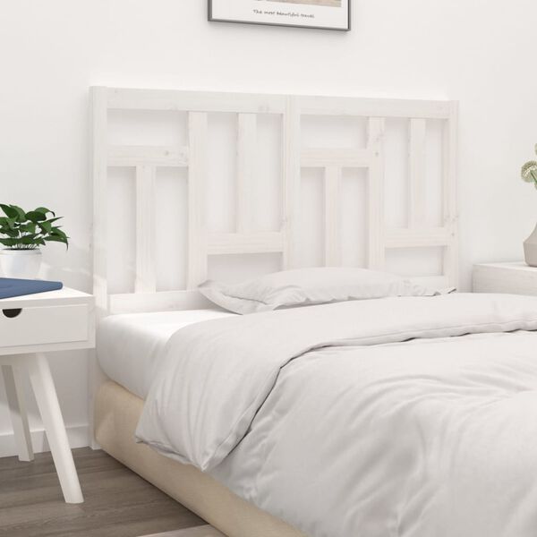 vidaXL T&ecirc;te de lit Blanc 140,5x4x100 cm Bois massif de pin