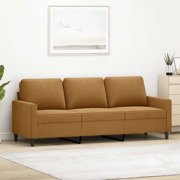vidaXL Canap&eacute; &agrave; 3 places Marron 180 cm Velours
