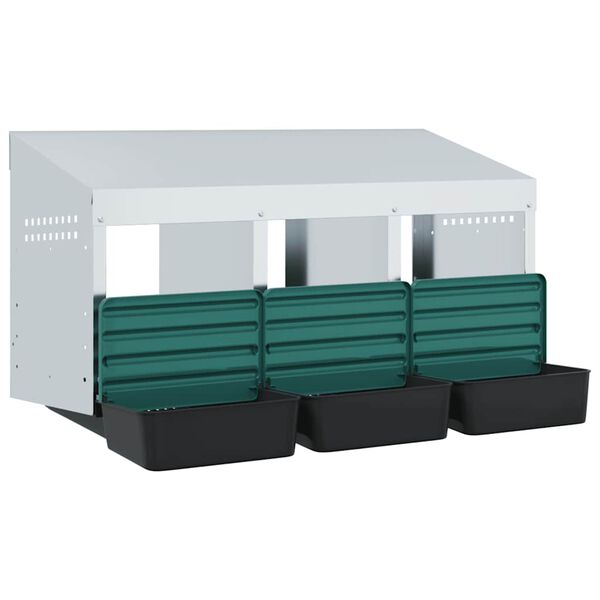 vidaXL Nichoir à poules3 compartiments, fixation murale, acier galvanisé