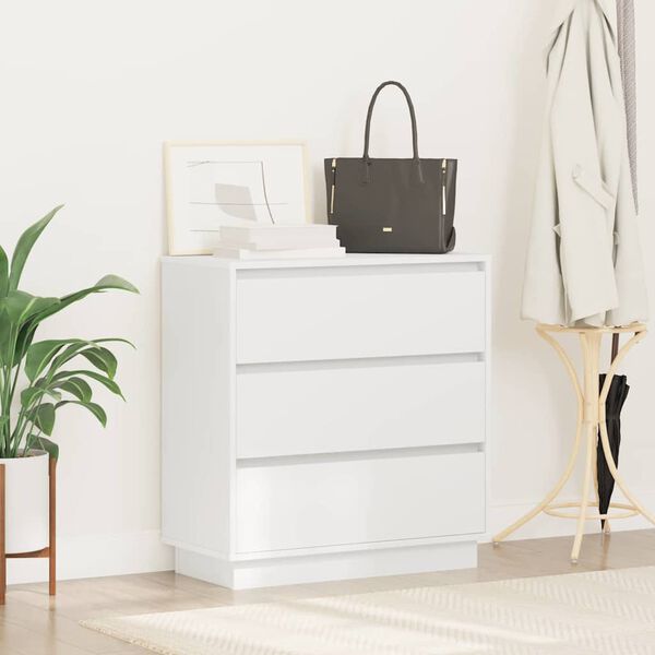 vidaXL Cabinet de chevet Blanc 71 x 34,5 x 75 cm Bois d'ing&eacute;nierie