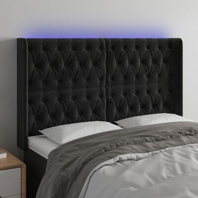 vidaXL Tête de lit à LED Noir 147x16x118/128 cm Velours