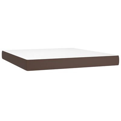 vidaXL Sommier à lattes de lit matelas LED Marron 160x200cm Similicuir